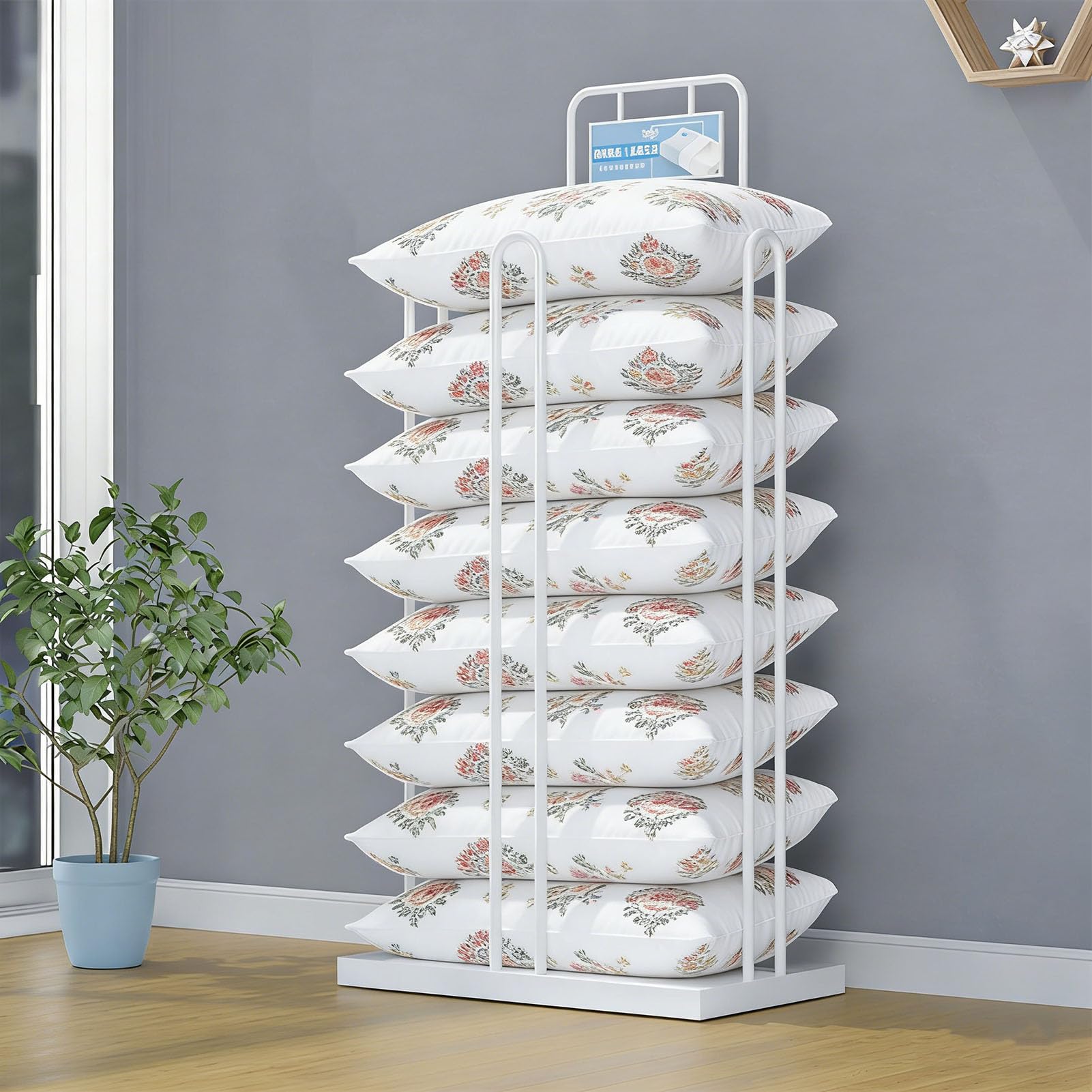 Questo espositore da Pavimento per Cuscini Decorativi, Ideale per Negozi e Punti Vendita, è Disponibile in Versione Quadrata e Rotonda, Adatto Sia per la casa Che per l'uso Commerciale.