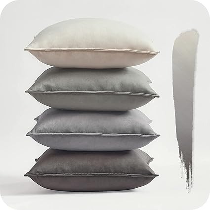 Lot De 4 Housses De Coussin Velours Dégradé Gris 60x60 Cm – Topfinel