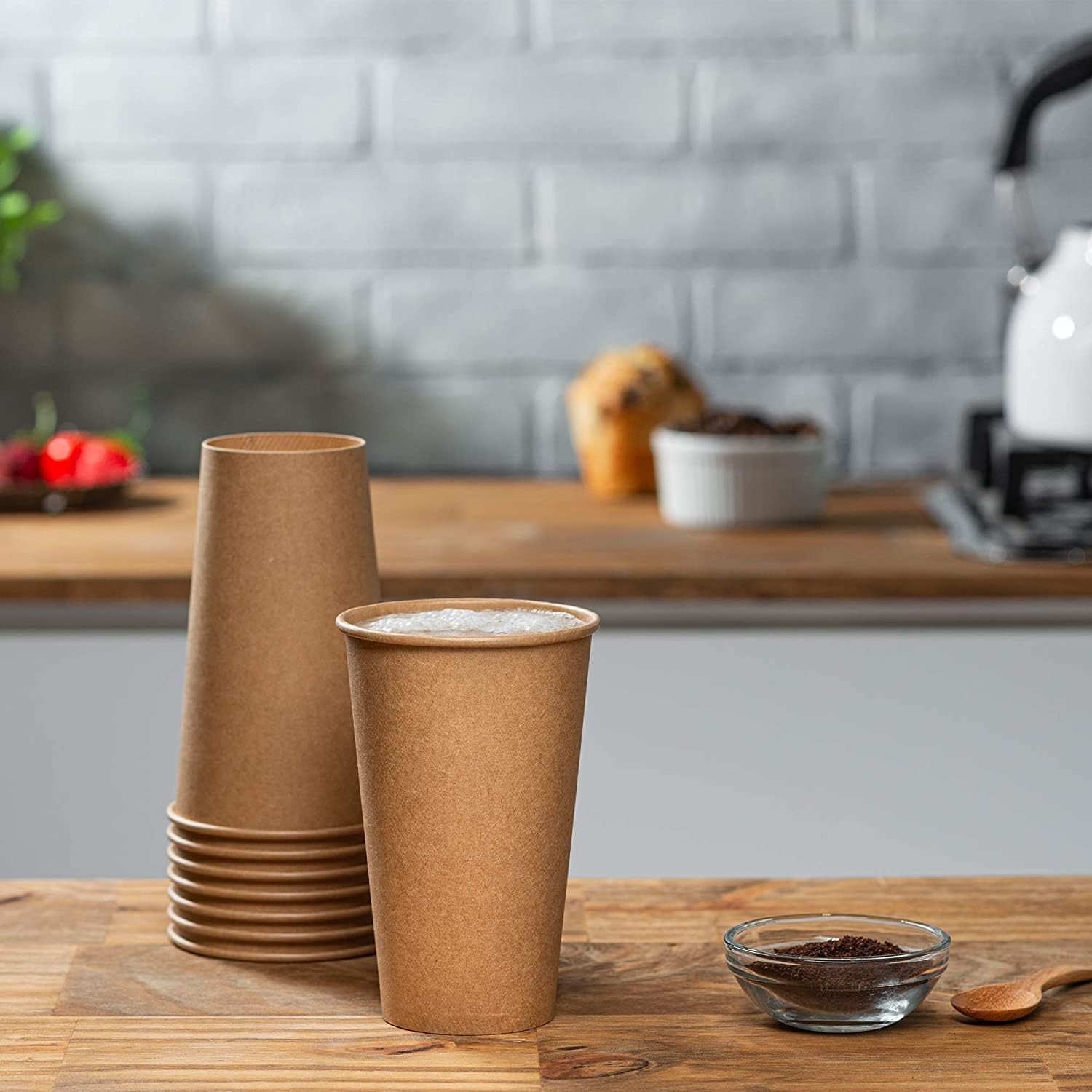 Comfy Package [Case of 600 20 oz. Kraft Disposable Paper Cups, Hot Coffee Cups Brown Unbleached - Eco-Friendly Cups