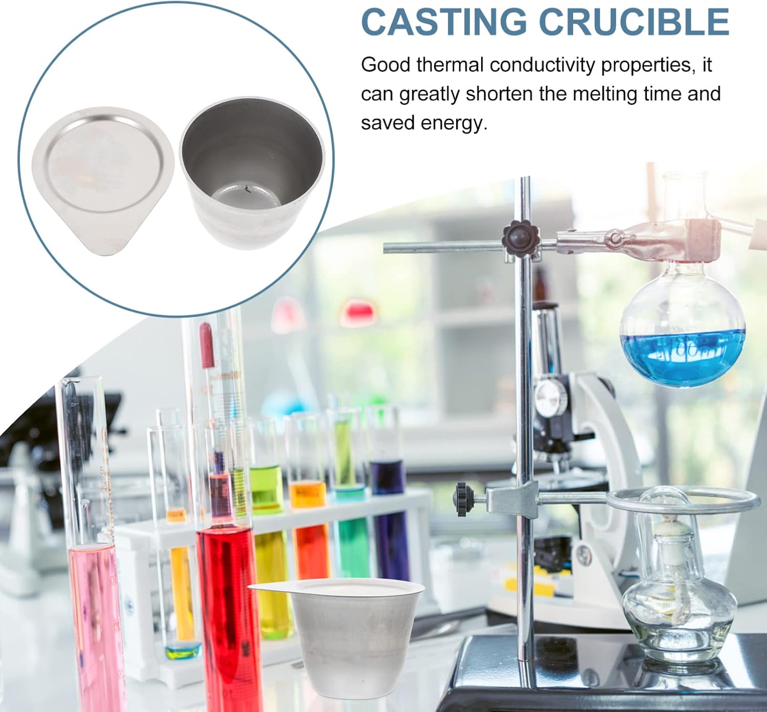 OHPHCALL Heat Resistant Crucible Dish Lid Iron Pot Cup Zirconia Lab Accessory for Science