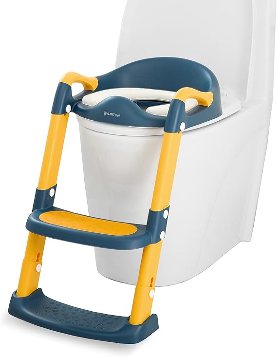 Kylinton Potty Training & Step Stools,Seats Kylinton Potty Training Seat with Step Stool Ladder, Foldable Toddler Potty Seat for Toilet 2 in 1 Potty Training Toilet for Kids, Splash Guard Comfotable and Anti-Slip Pad for Boys Girls, Blue