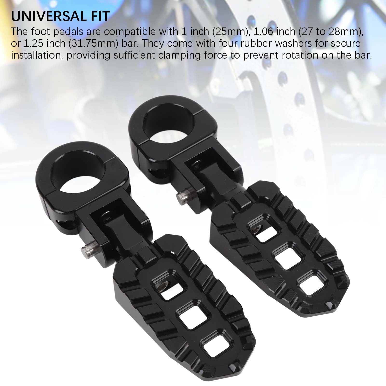 Shkalacar 1 par de Estriberas de Motocicleta, Estriberas Plegables Ajustables, Aleación de Aluminio T6063, Agarre Mejorado, Ajuste Universal, para Barra de 1 Pulgada, 1,06