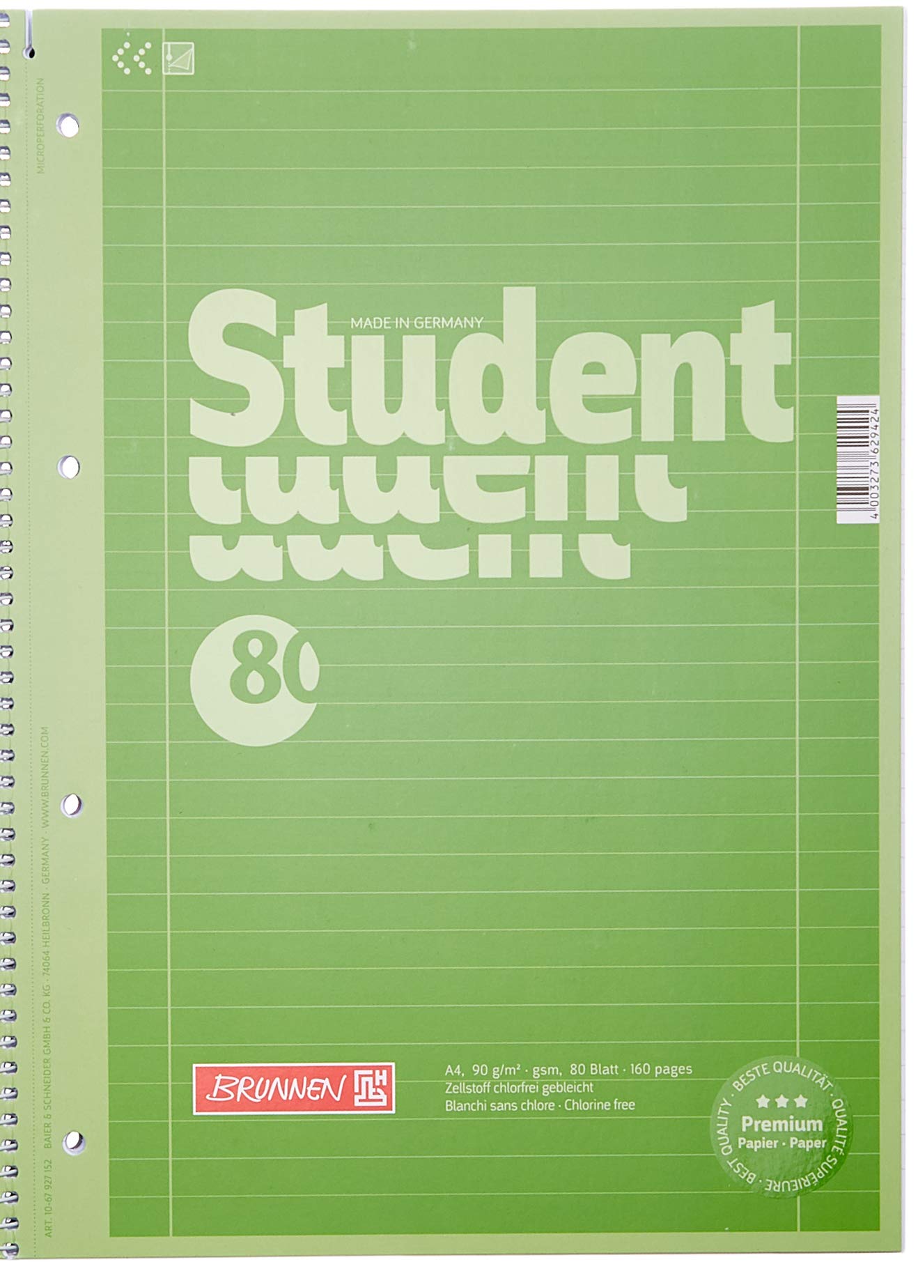 5X Brunnen College Notepad A4 Kiwi, LIN. 27