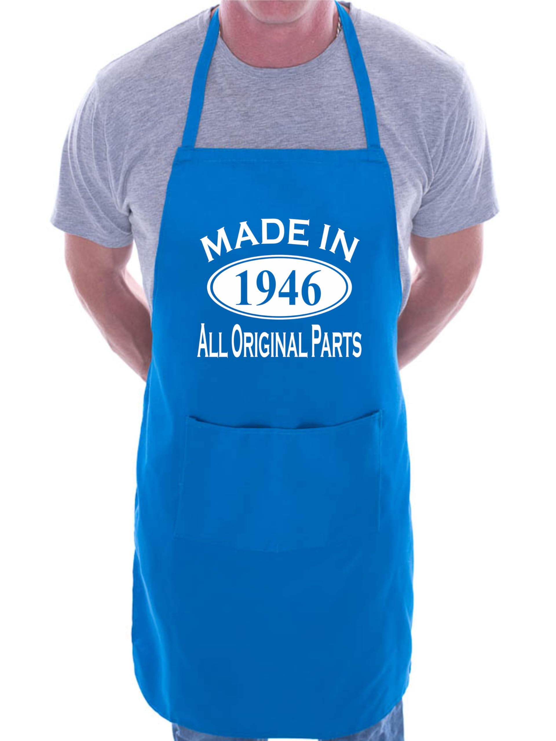 Print4u Men's Blue Made In 1946 80Th Birthday Bbq Cooking Funny Novelty Apron