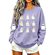 Halloween Crewneck Sweatshirt Ghost Fall Long Sleeve Pullover Sweatshirts