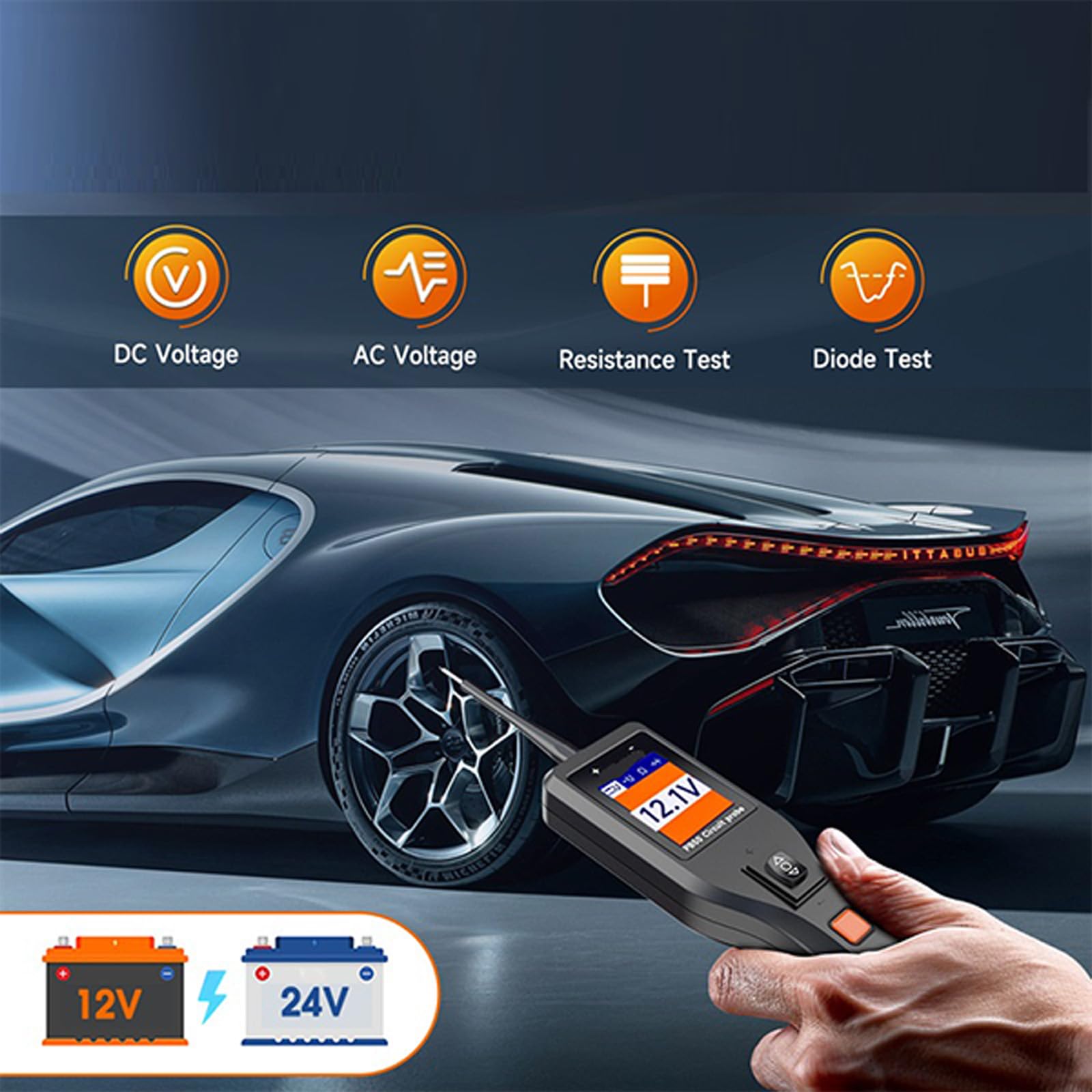 Moniteur de santé de batterie automobile 12 V 24 V Testeur de charge automobile Outil de diagnostic de circuit de charge