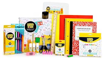 School Supply Boxes | K-5 Pallet 180 Boxes | Back to School Essentials Kit for Students & Teachers | Includes Wide-Ruled Paper Products, Crayons, Markers, Colored Pencils, More