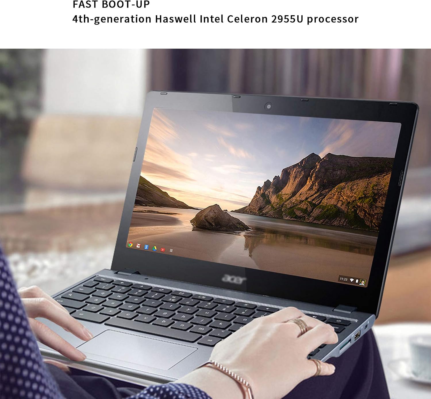 Review Product KJD Used 11.6 inches Chromebook in Good Condition C720 Lightweight Laptop 11.6 inches 4GB RAM 16GB eMMC Celeron 2955U Ultra-Light Design Chrome OS Online Class
