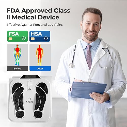 Miniatura 6 de KNQZE Masajeador de pies EMS para neuropatía, estimulador de circulación del nervio del pie TENS EMS para aliviar el dolor, 10 modos y 50