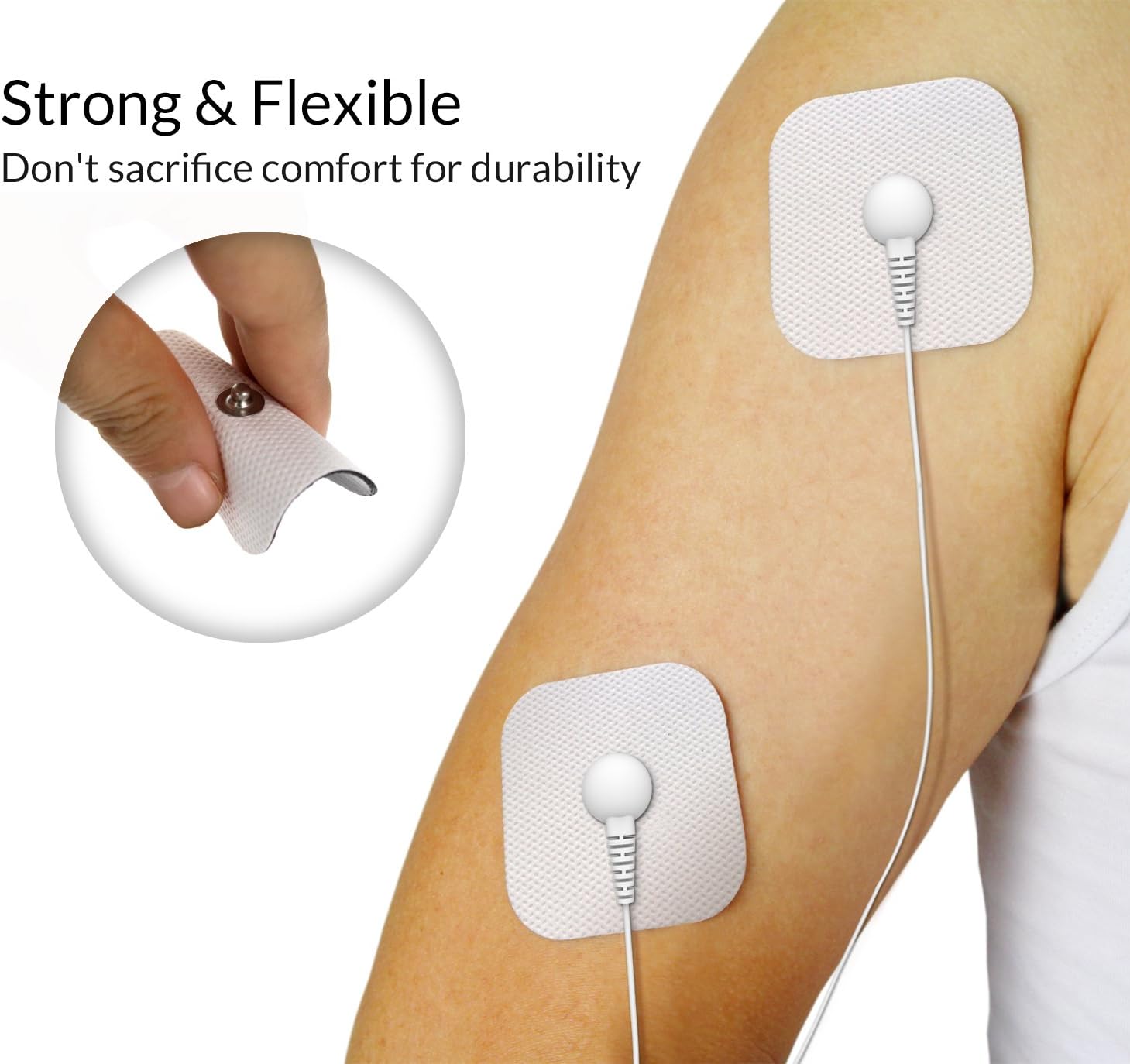 DONECO 2" Square TENS Unit Electrodes, Snap On Pads 12 Pairs (24Pads) Electro Pads for TENS Therapy - Universally Compatible with Most TENS Machine Models - Self-Adhering, Reusable and Premium Quality