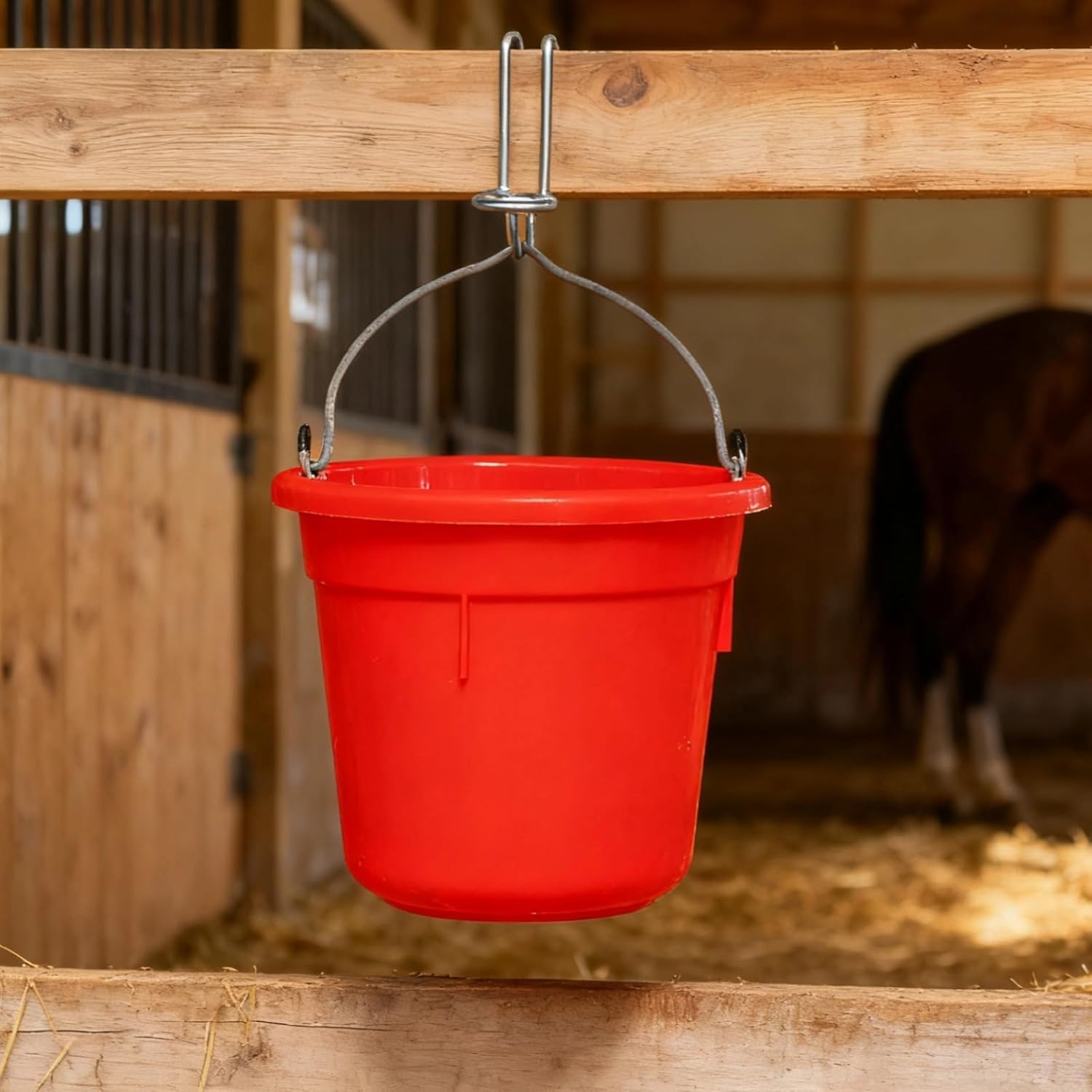 4 Pcs No Drill Horse Water Bucket Hooks, Portable Sturdy Metal Rack, 7.7 in Hanging Stall Accessories for Equestrian