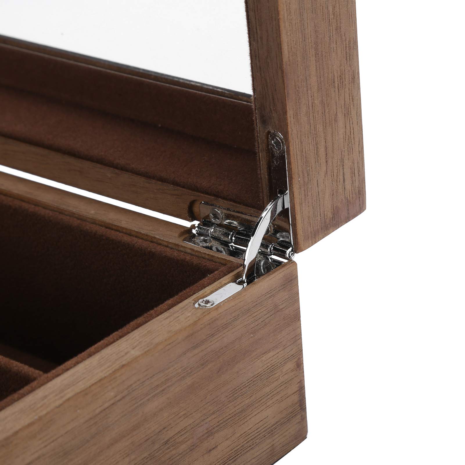 Custodia Occhiali da Sole in Legno Premium, Espositore Gioielli Minimalista con Coperchio Trasparente e 8 Scomparti Organizzati