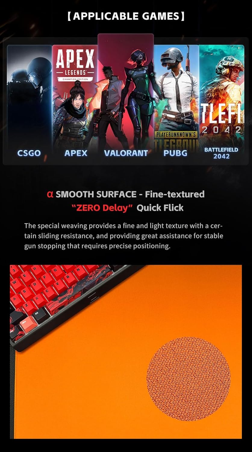 X-Raypad Teru x Origin Pro Gaming Mouse Pad, with an Accuracy Control, Smooth and Silky Surface, Designed for FPS Players (Origin Orange, 450 * 400 * 4mm)