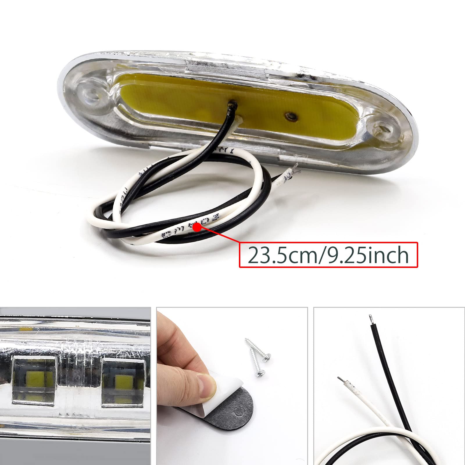Biqing 10x Luce di Ingombro Laterale Bianco,12V/24V 4 LED Indicatore di Direzione Laterale Posteriori indicatori di Luce luci di Posizione Laterali con Cornice Cromata per Camion Caravan Trattore Bus