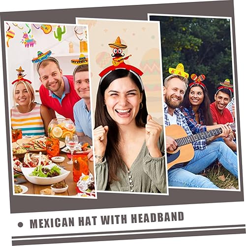 Miniatura 2 de Didiseaon 6 diademas mexicanas para fiestas de cumpleaños, decoraciones mexicanas, sombrero de paja, sombrero de paja, sombrero de diadema,