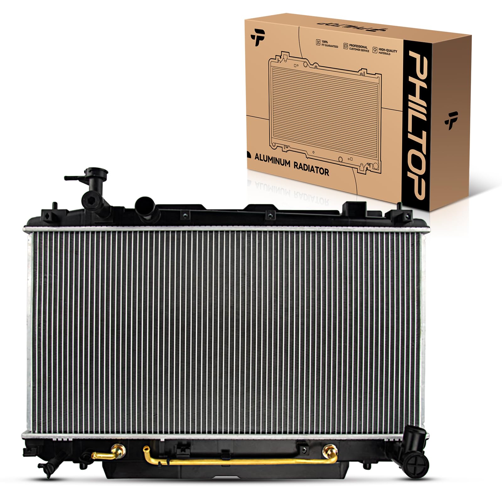 PHILTOP Car Radiators Compatible with 2001-2003 RAV- 2.0L Automatic, 2004-2005 RAV- 4 2.4L Transmission Oil Cooler Included
