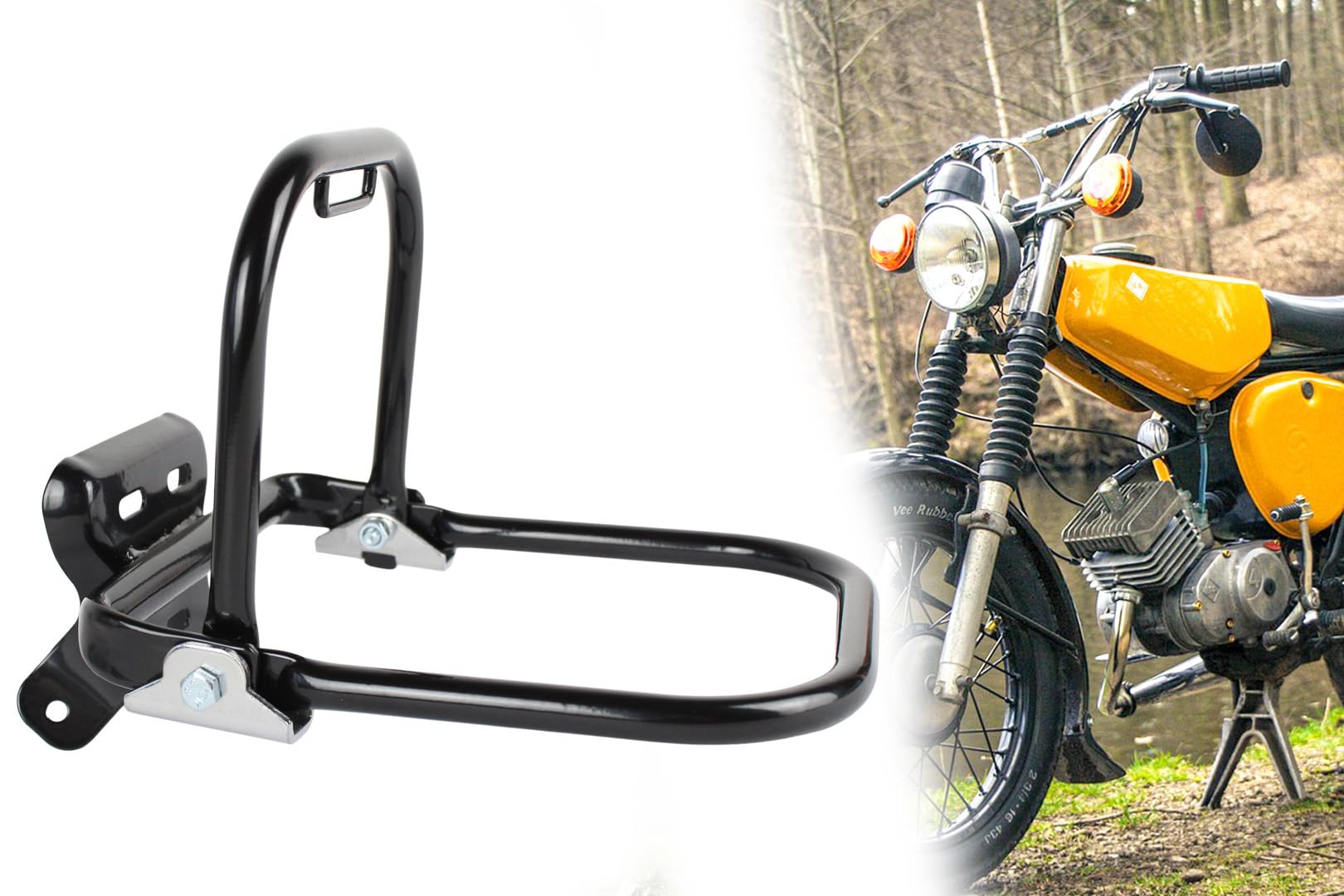 Gepäckträger komplett hinten, kurzer Stützbügel mit Schutzblechhalter für Simson S50 S51 S70 Enduro, Schwarz