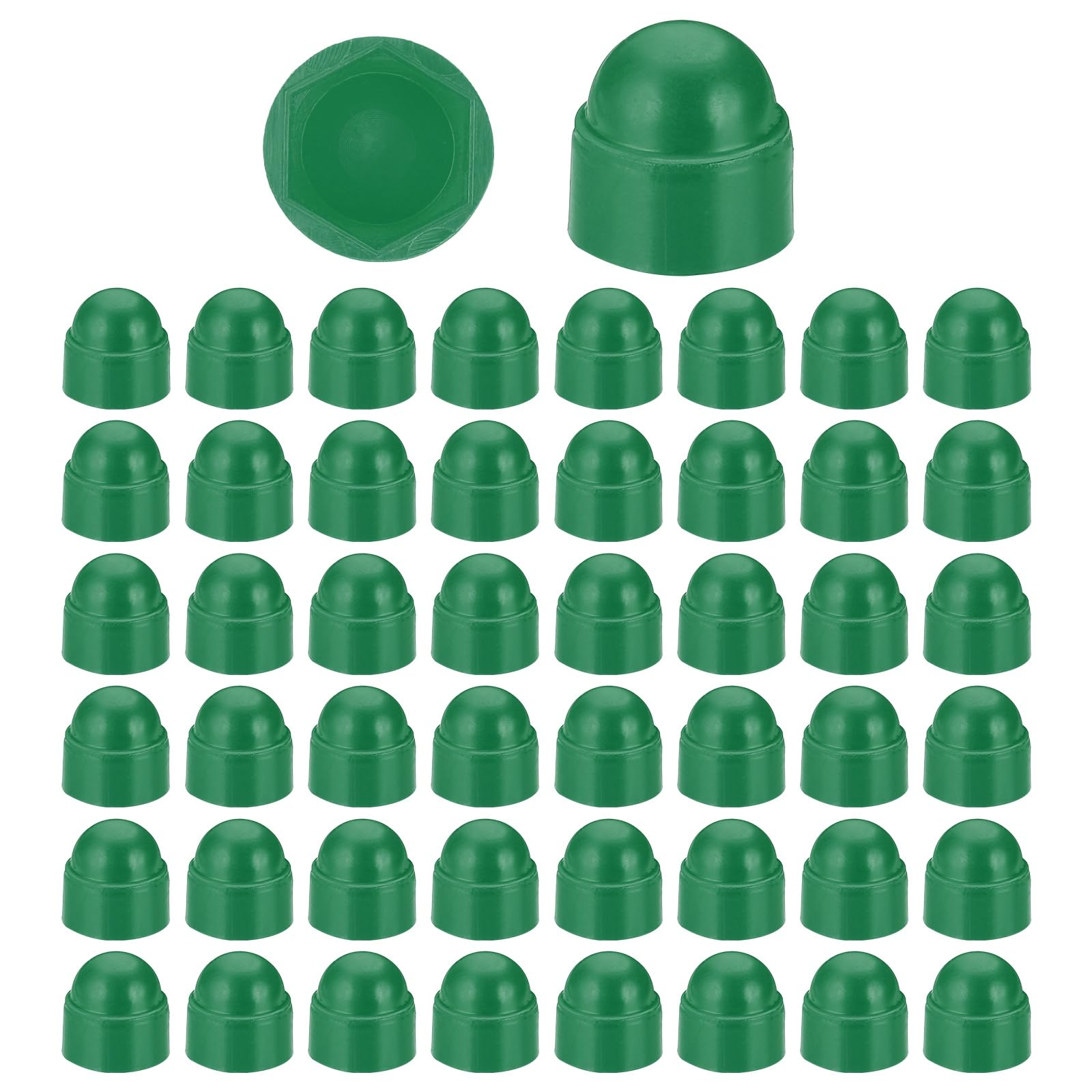PATIKIL 100 Pcs Hex Nut Cover, M8x13x15mm Nylon Screws Bolt Covers Caps Dome Acorn Hex Head Bolt Protection Cap for Screws Nut, Green