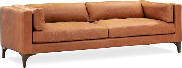 POLY & BARK Argan 93” Leather Sofa – Full-Grain Italian Aniline Leather,...