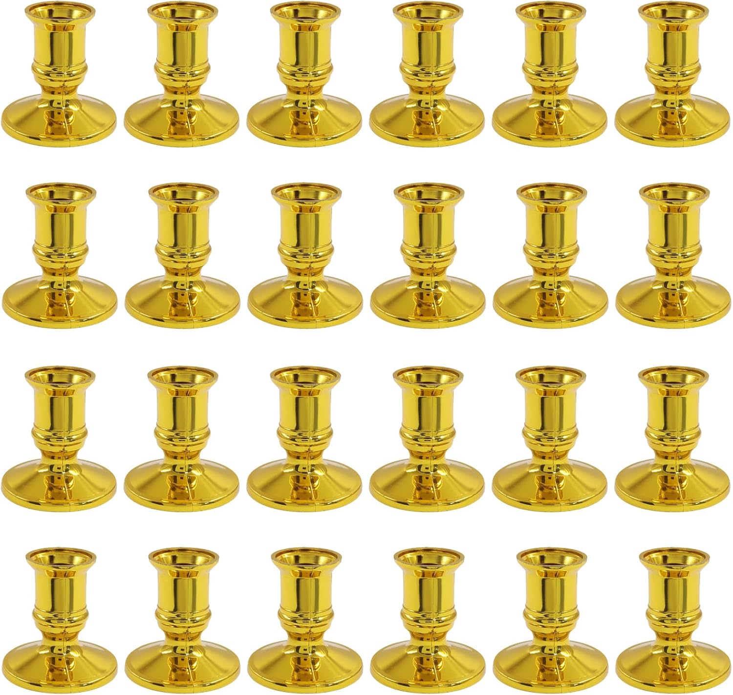 24 Pcs Gold Plastic Candle Holders