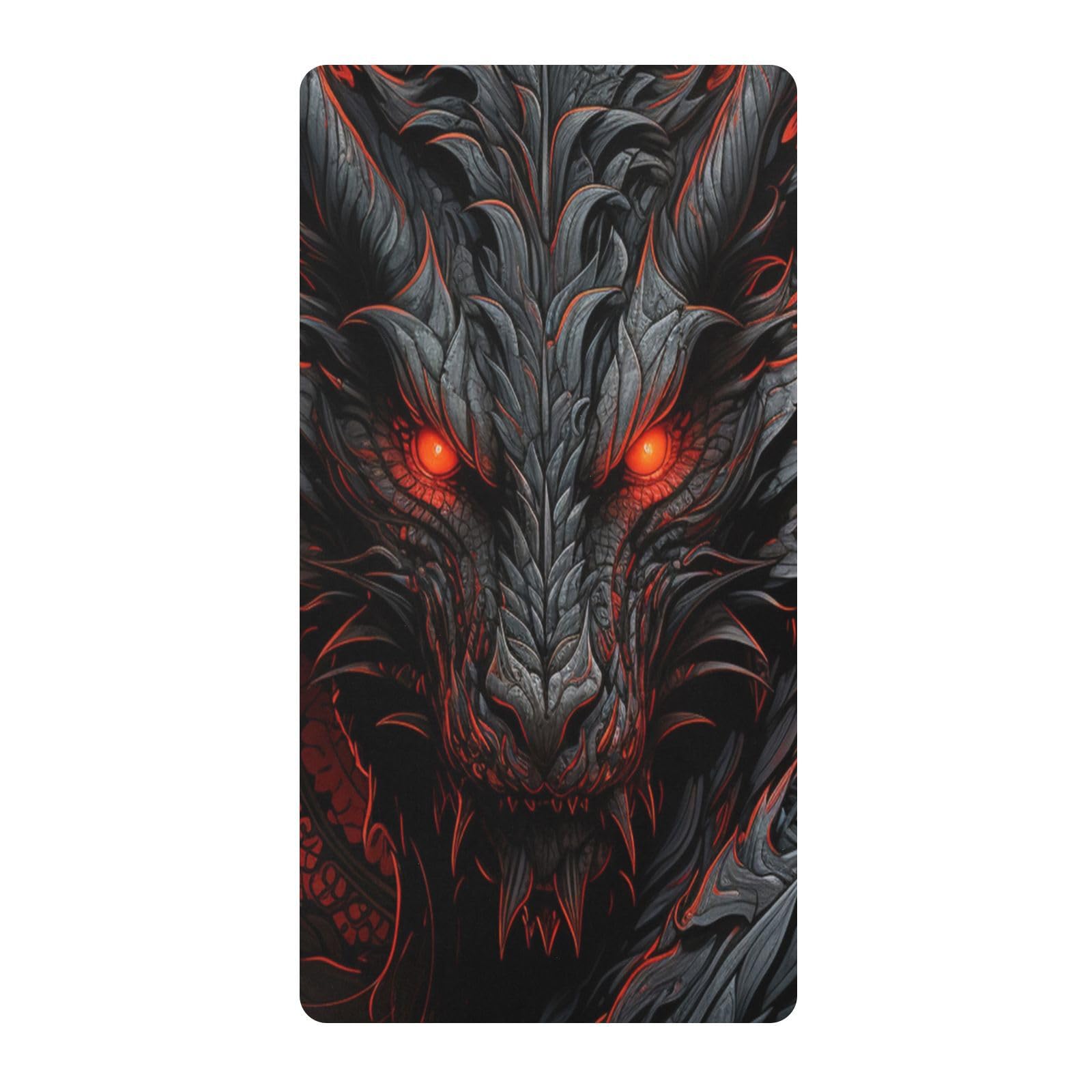 Black Red Angry Dragon Toddler Crib Sheet Soft Cotton Baby Play Sheets Fitted for Mattress Playard