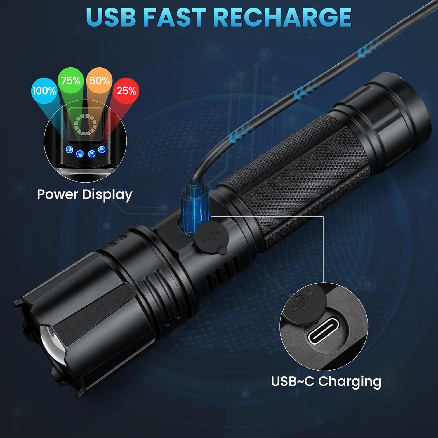 Rechargeable LED Flashlights High Lumen,99,000 Lumens Super Bright Flashlight,Powerful Flash Light with 5 Modes Waterproof Handheld Flashlight for Home Outdoor Camping - Image 3