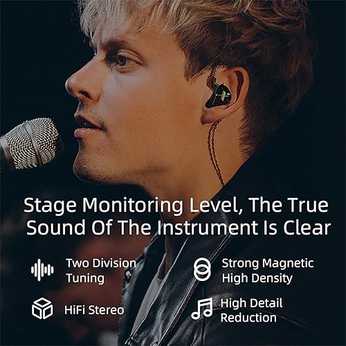Miniatura 4 de KZ EDX 1DD HIFI iem, auriculares KZ con cable en el oído, auriculares inears con controlador dinámico mejorado de 0.394 in, cable extraíble sin