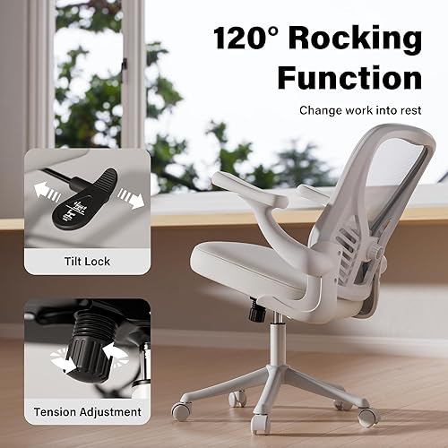 Miniatura 7 de GYI Silla de oficina ergonómica, silla de escritorio de malla con soporte lumbar ajustable y brazos abatibles 3D, silla de computadora con ruedas,