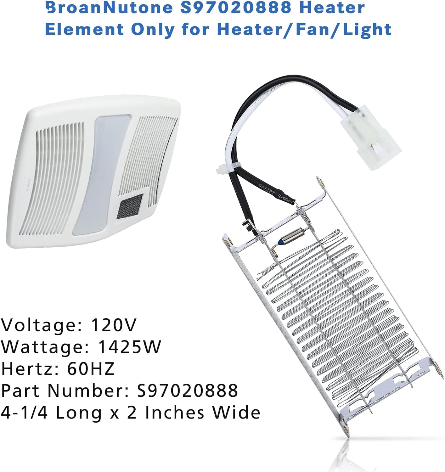 Upgrade S97020888 Heater Element, Bathroom Fan Replacement Parts, 120V Heat Element Parts for Heater Fan Light Bathroom, Bath Fan Vent, Replacement Heating Element Assembly