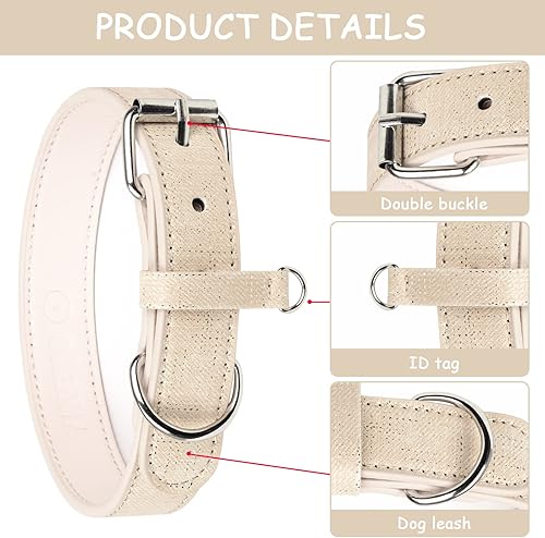 Miniatura 4 de Collar de perro para perros pequeños, medianos y grandes, collar de piel sintética con estampado a cuadros, collar ajustable para Chihuahua, collar