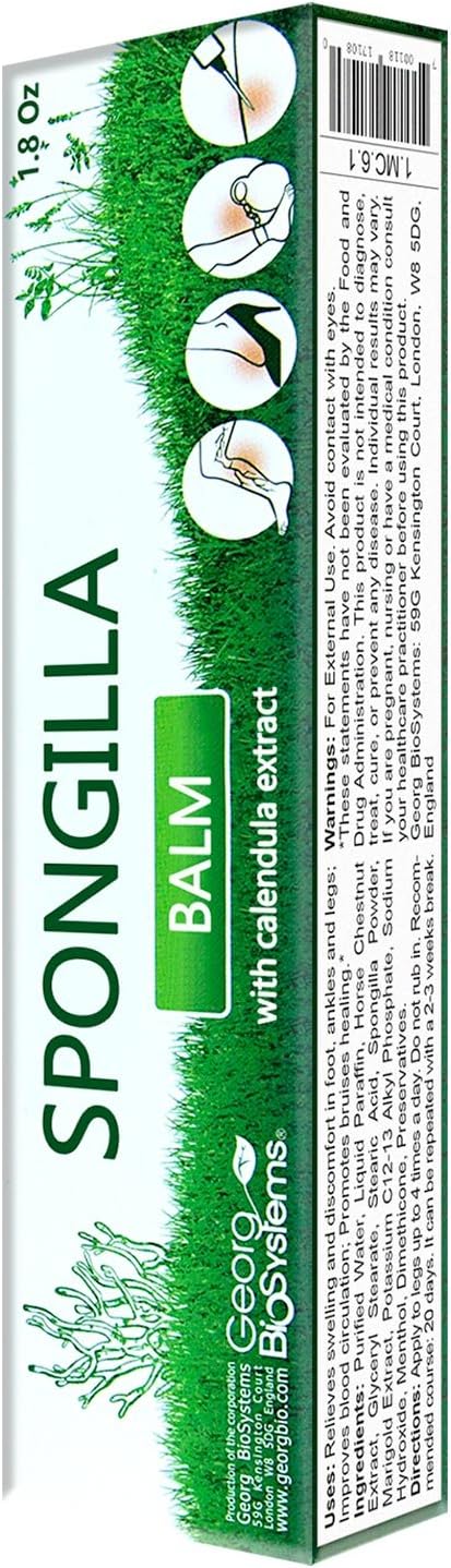 Bodyaga Balm with Horse Chestnut & Calendula – Soothing Leg Cream with Spongilla Extract – Cooling Menthol Formula for Tired Legs & Skin Texture Improvement – 1.76 oz (50g) (1 Pack)