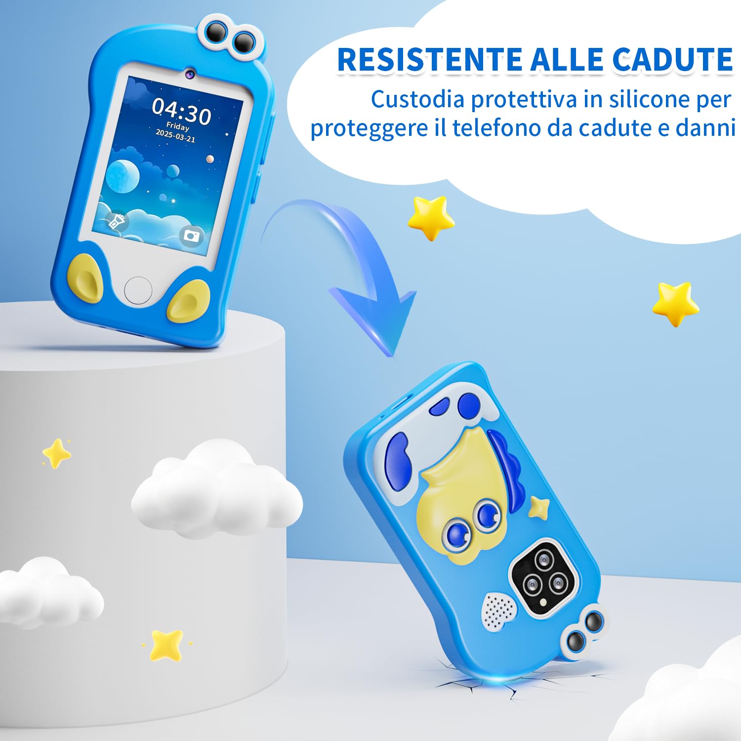Fotocamera per bambini, telefono giocattolo con scheda SD