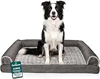 Vista 36 de Furhaven Pet – Sofá de felpa ortopédica para perro, cama con forma de L, tumbona ergonómica con contorno de cuna, cama para perros y gatos, varios