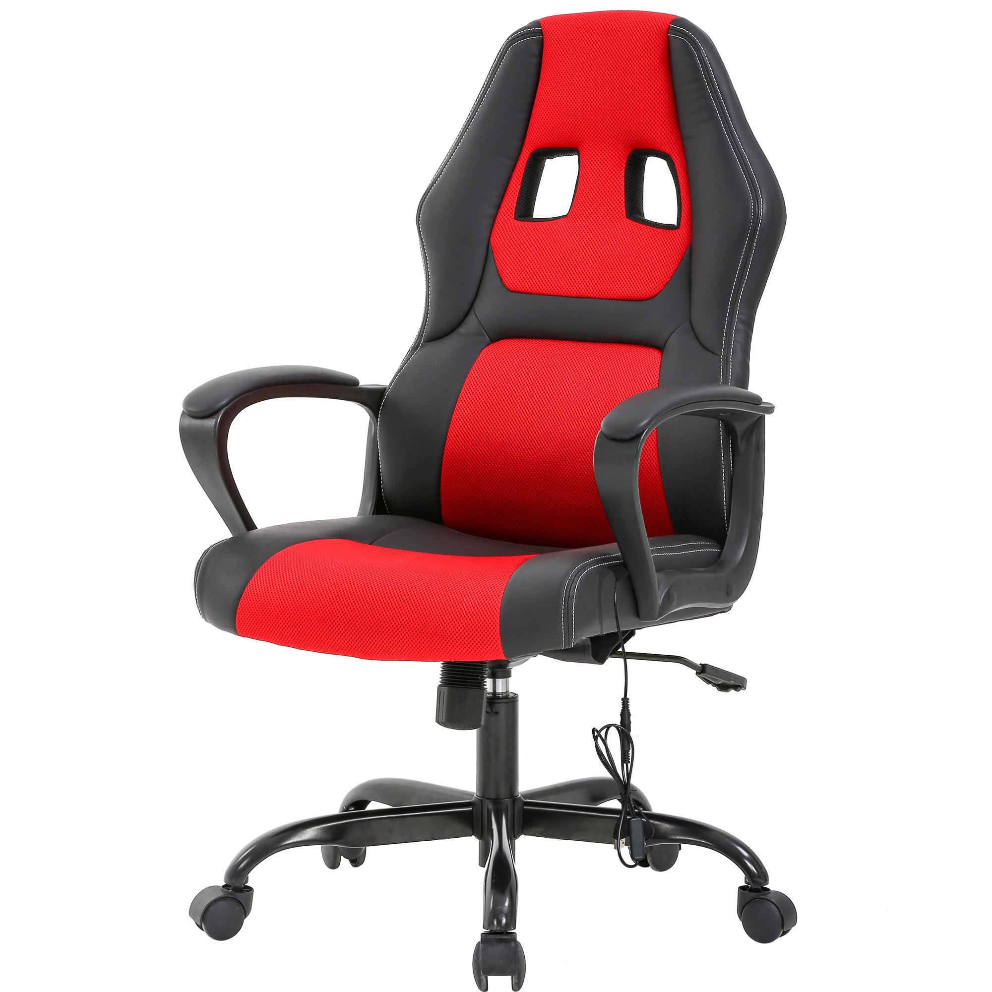 PayLessHere Gaming Chair Office Chair with Support Adjustable Ergonomic Pu Leather Racing Lumbar Massage Headrest Armrest Task 360° Swivel Computer