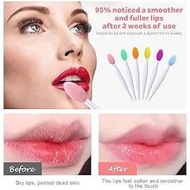 Lip Scrub Brush,Lip Scrubber Exfoliator,Double-Sided Silicone Exfoliating Tool,Gentle Lip Exfoliator Scrubber Brush for Smooth,Soft,Bright,and Healthy Lips(6 PCS)