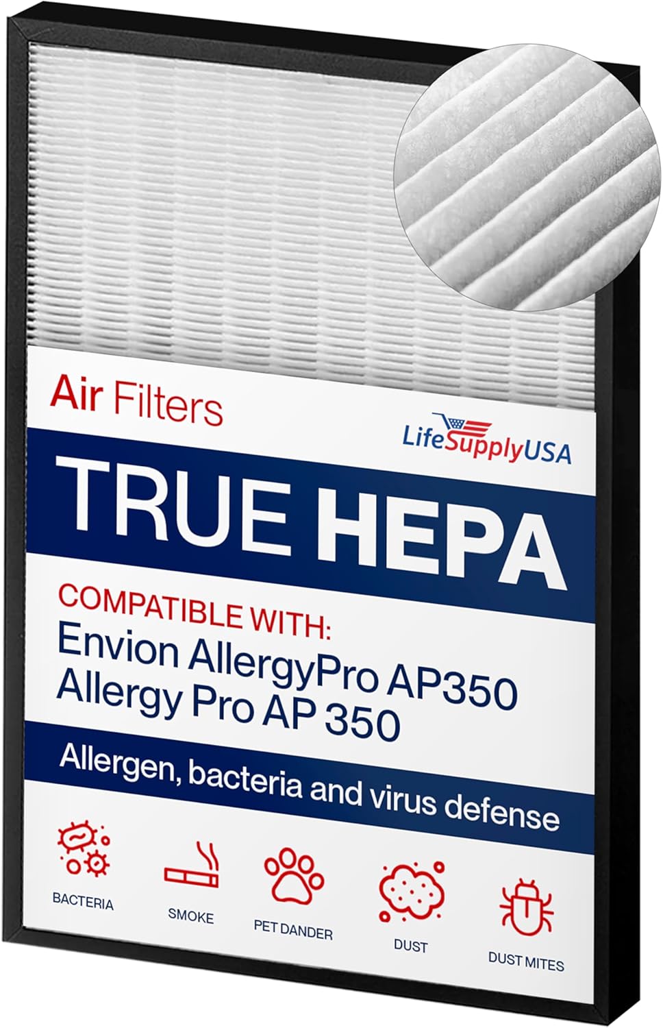 AP350 True HEPA Filter Replacement Compatible with Envion AllergyPro AP350 Allergy Pro AP 350 Air Purifiers by LifeSupplyUSA