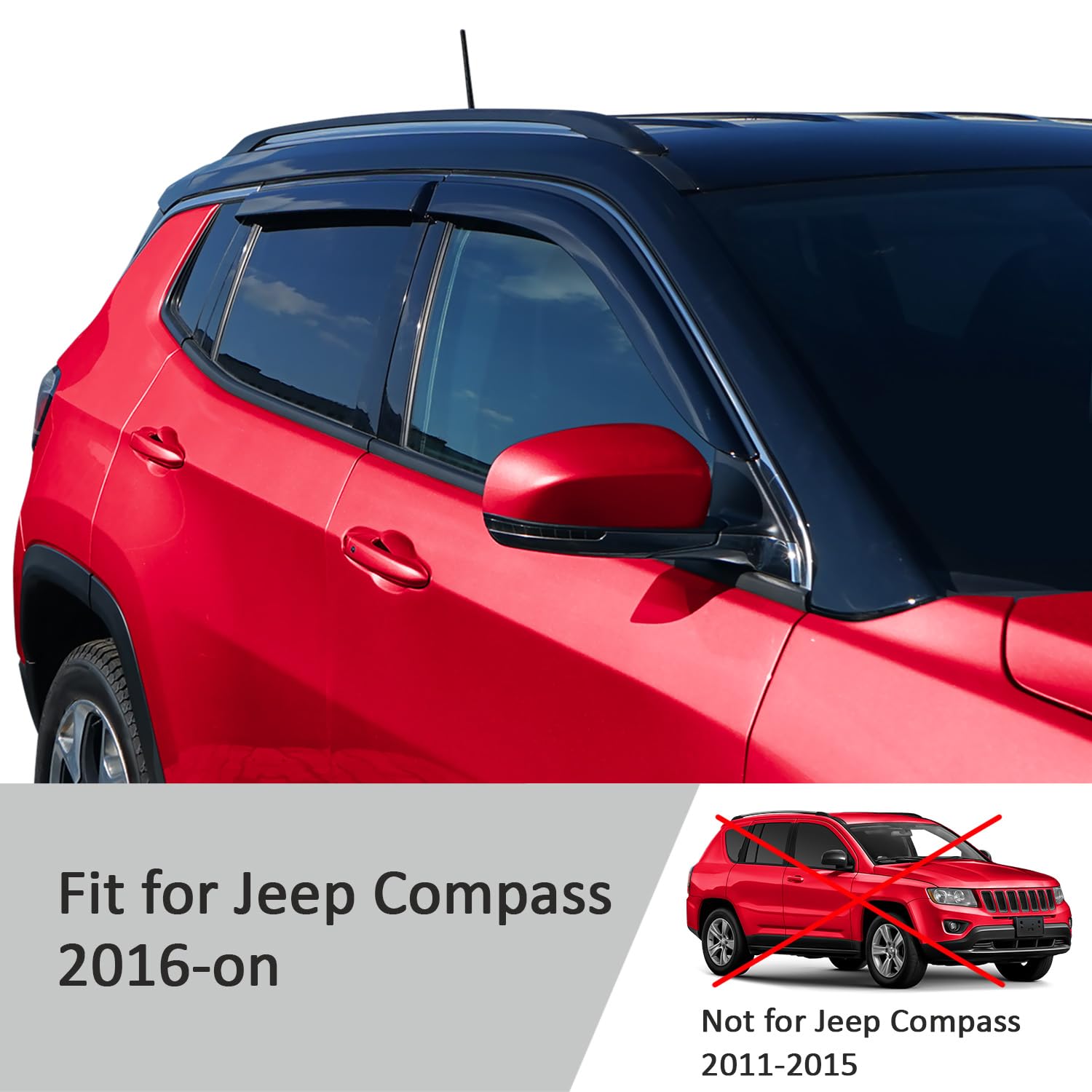 Voron Glass Windabweiser kompatibel mit Jeep Compass 16-26 - Klebe 4 St.