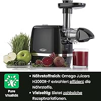 Vista 3 de Omega Exprimidor H3000R Extractor de masticación lenta, 150 vatios, color negro