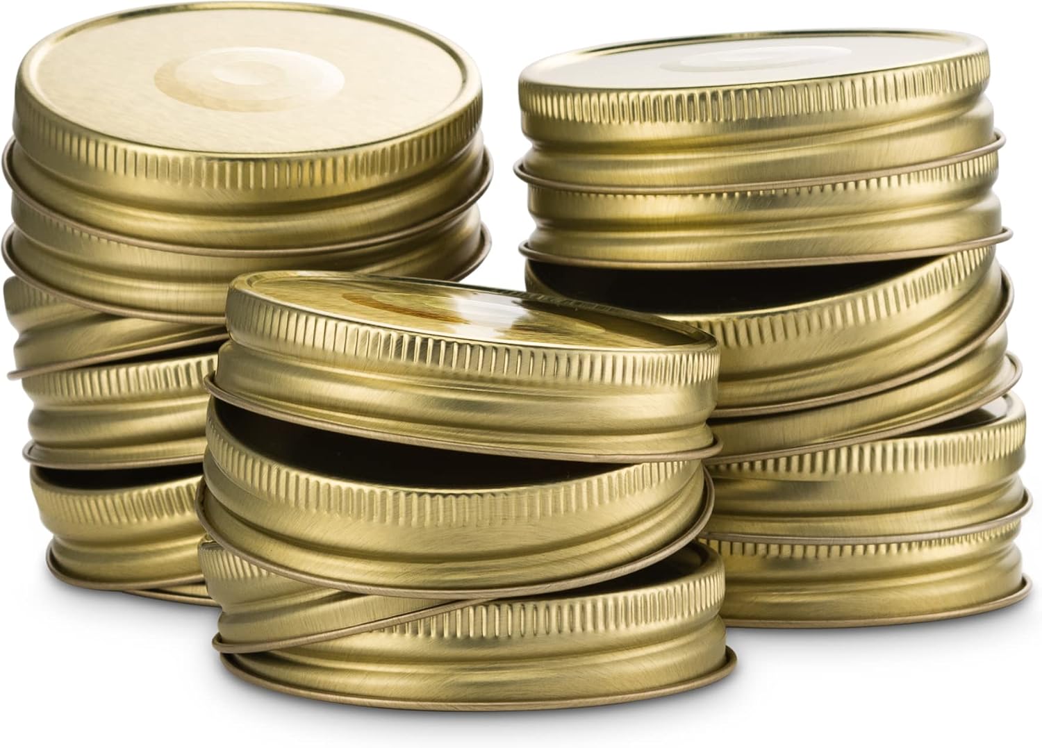 Kook Mason Jar Lids, Regular Mouth, for Standard Mouth Mason Jars, Leak Free, Airtight Silicone Seal, Made in USA, Set of 16, Gold