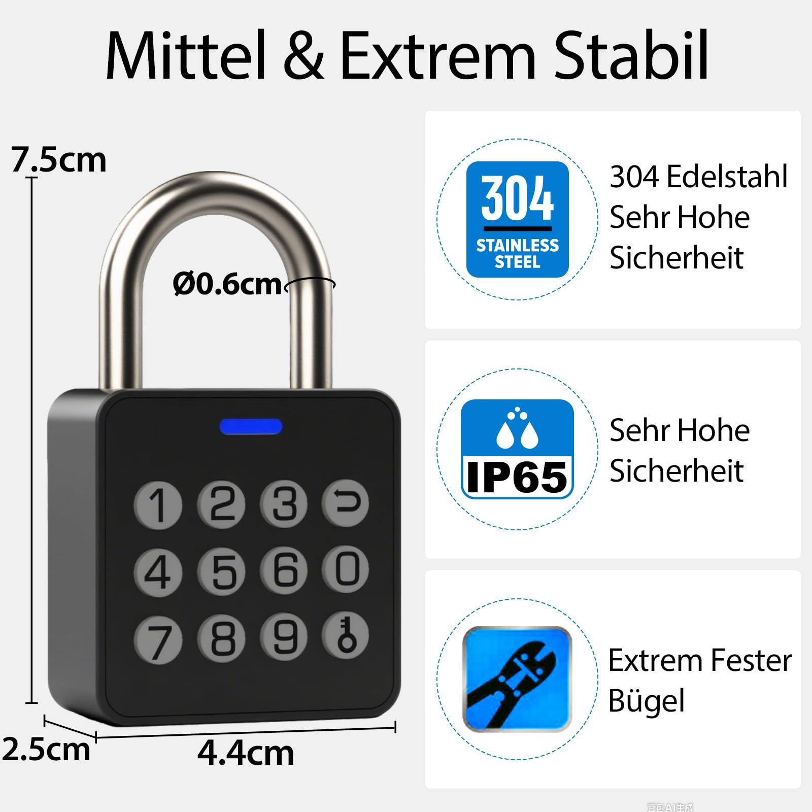 Eseesmart Fingerabdruck Schloss mit Zahlencode, Vorhängeschloss mit Fingerabdruck Code App-Steuerung, Smart Elektrisches Biometrie Wetterfest Schloss für Spind Keller Gartentür Locker