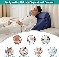 Vista 5 de Bedluxe 3Pcs Orthopedic Bed Wedge Pillow Set, Foam Wedge Pillow Post Surgery for Back, Leg and Knee Support, Adjustable 9&12 Inch Folding Triangle