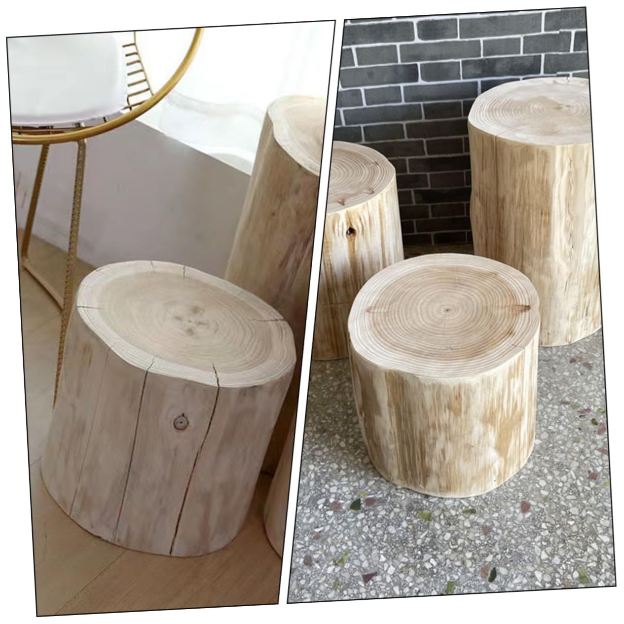 Praktischer Holzhocker aus Massivem Holz Multifunktionaler Sitzhocker und Trittleiter für Wohnzimmer und Garten Natürlicher Holztrittschemel in Beige 18-21cm Durchmesser 30cm Höhe