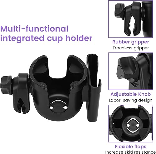 Miniatura 5 de Soporte para taza y teléfono 2 en 1, ajuste universal para cochecitos, scooters de movilidad y sillas de ruedas, rotación de 360, abrazadera
