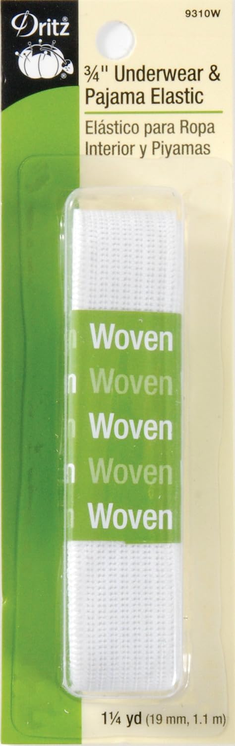 Dritz 9410W Underwear & Pajama Woven Elastic, White, 3/4-Inch by 20-Yard