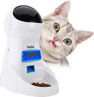 Automatic Pet Feeder Food Dispenser for Dog & Cat - Features Distribution Alarms , Portion Control , Voice Recording, Timer Programmable Up to 4 Meals a Day