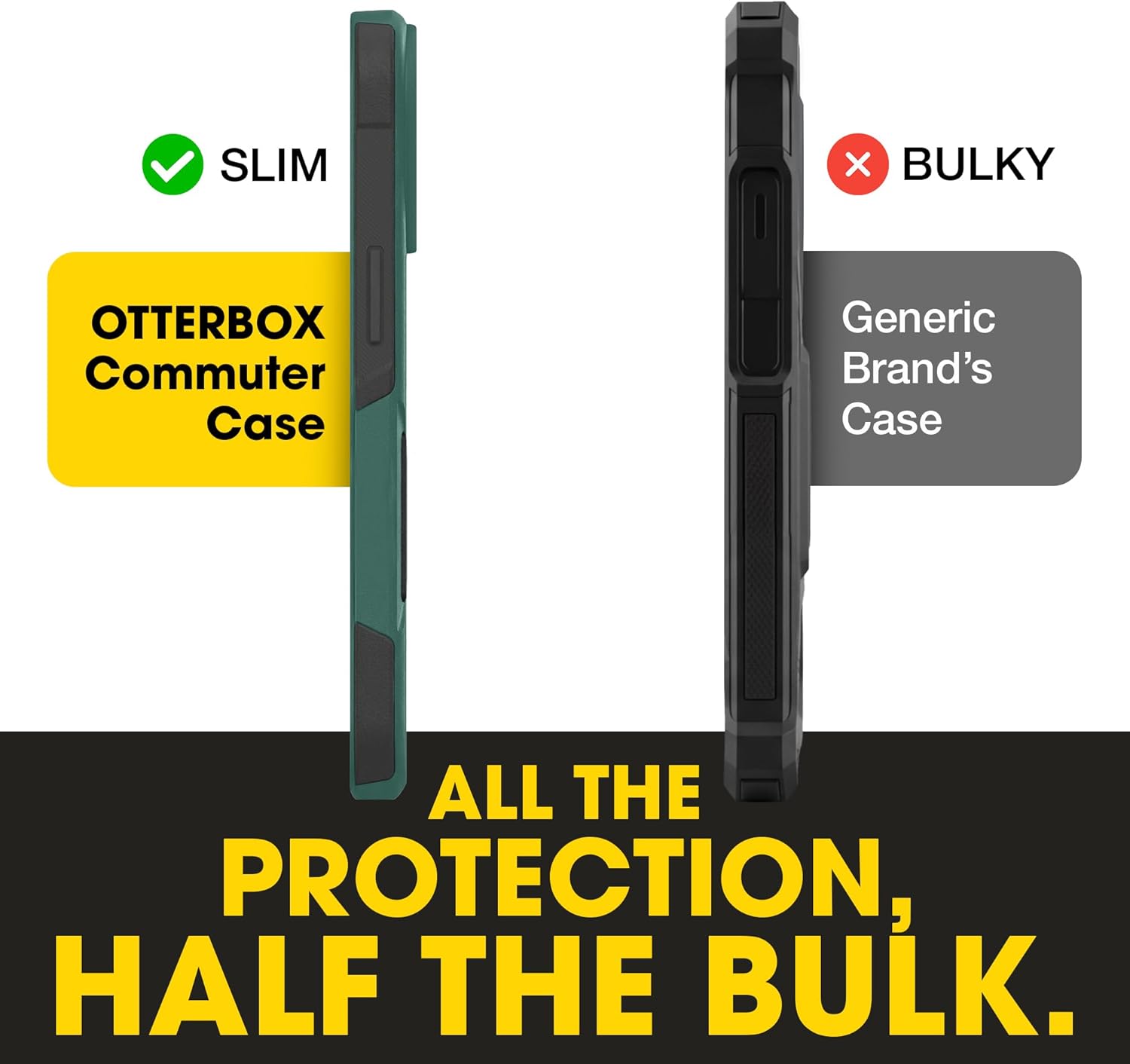 OtterBox iPhone 17e, 16e, 15, 14, & 13 Commuter Series Case - Slim & Tough, Pocket-Friendly, with Port Protection - Green/Black