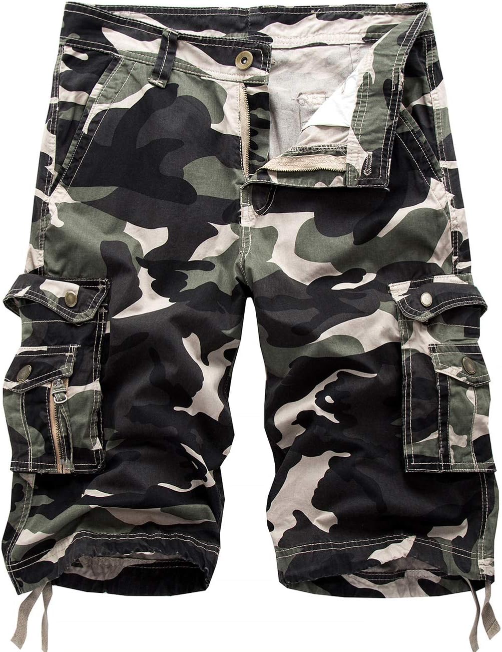 IDEALSANXUN Men's Casual Loose Fit Multi-Pockets Military Cargo Shorts