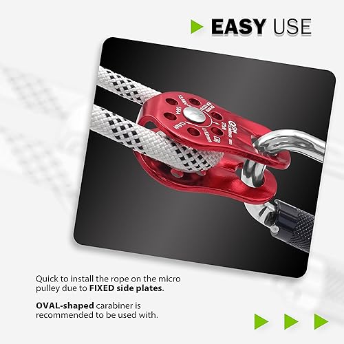 Miniatura 4 de GM CLIMBING Licitación certificada micro fija de la holgura del CE UIAA de la polea 27kN para la tendencia del enganche