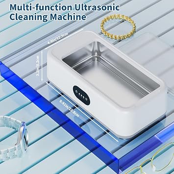 Ultrasonic Cleaner, 49KHz Ultrasonic Cleaner Machine for Jewelry, Eyeglasses, Rings, Watch Strap, Dentures- Dual Cleaning Modes, 304 Stainless Steel Tank