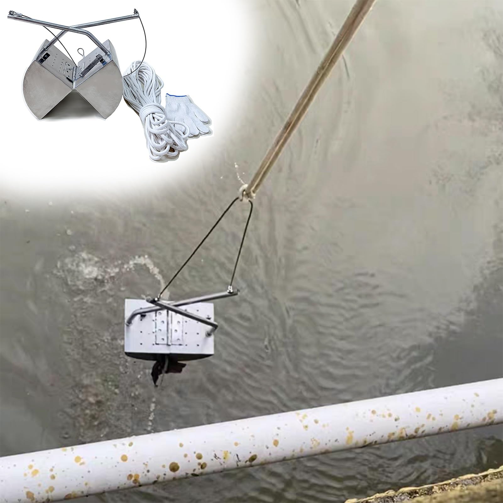 Campionatore di fanghi in metallo con uscita dell'acqua, secchio portatile per fiumi, laghi e bacini idrici, strumento ideale per campionamento dei sedimenti sul fondo, facile da usare